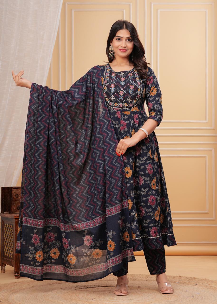 Indigo Bloom Cotton Kurti